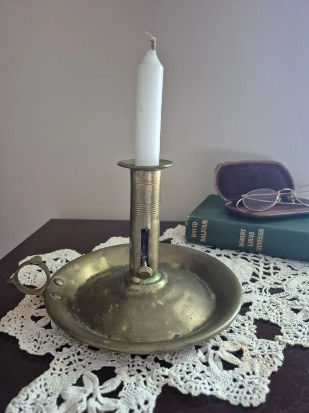 Antique Brass Chamberstick Candle Holder